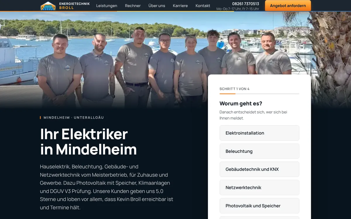 Website von Energietechnik Broll