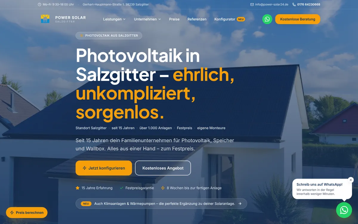 Website von Power Solar Salzgitter