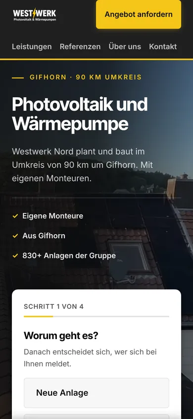 Website von Westwerk auf dem Handy